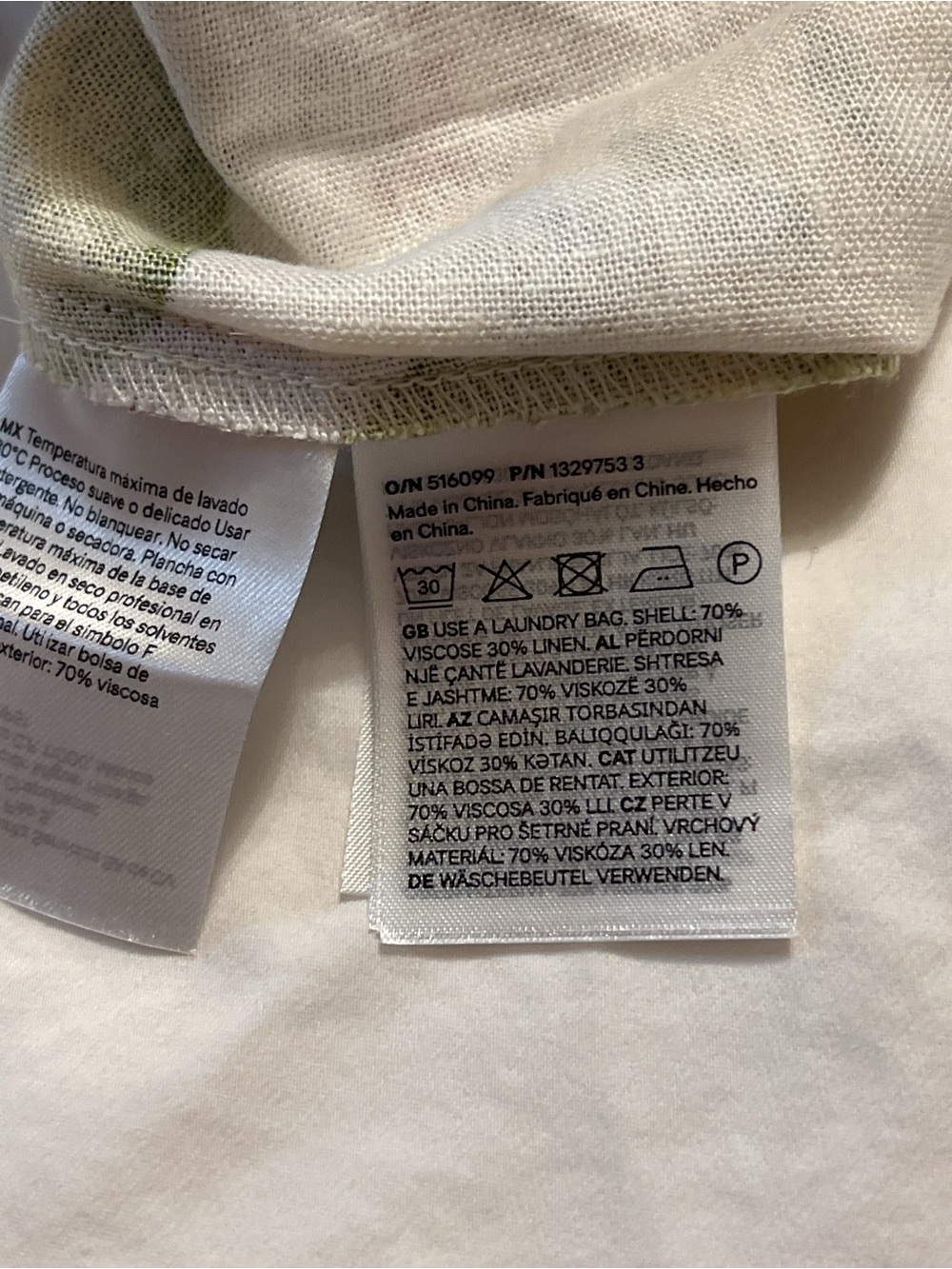 H&M Linen Blend Tropical Halter Midi Dress Green White Floral Vacation L - Picture 12 of 12